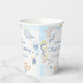 海の青い海の生命の誕生日パーティーの下 紙コップ (左)