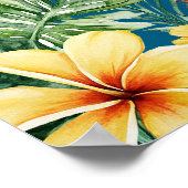 海の青い熱帯結婚の花の歓迎サイン ポスター (角)