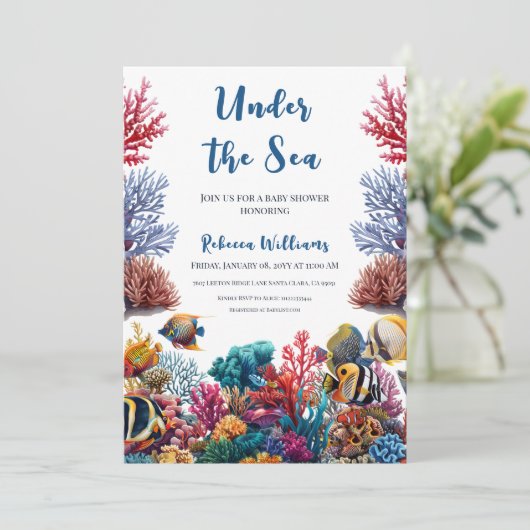 海の青い男の子の航海の赤ん坊のシャワーの下で 招待状 (スタンド正面)