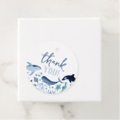 海の青い男の子の赤ちゃんシャワーの下に感謝 フェイバータグ (インサイチュ)