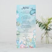 海の青い男の子の赤ちゃんシャワーメニューカードの下 メニュー (スタンド正面)