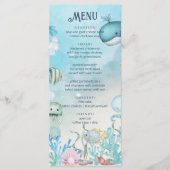 海の青い男の子の赤ちゃんシャワーメニューカードの下 メニュー (正面)