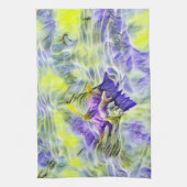 海の青い紫の水色の海絵画のセル キッチンタオル (縦)