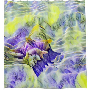 海の青い紫の水色の海絵画のセル シャワーカーテン
