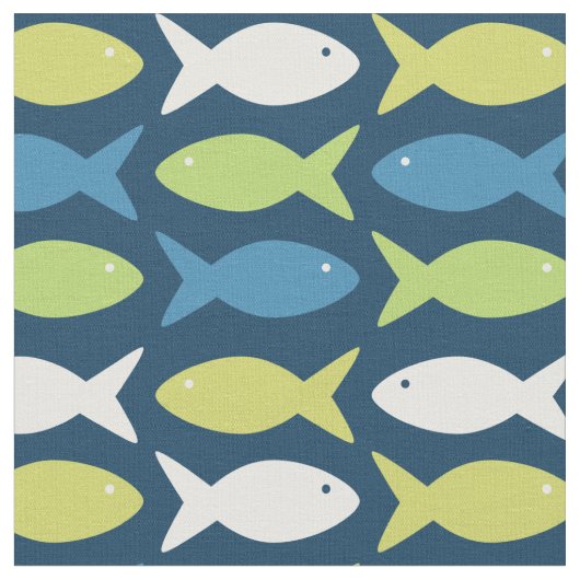 海の青い緑に囲まれた可愛航海のい魚 ファブリック (クローズアップ)