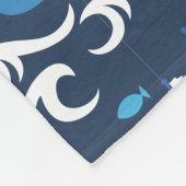 海の青い船の航海パターンII フリースブランケット (角)