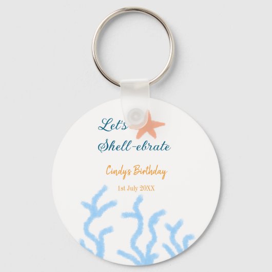 海の青い誕生日の下で貝打ちしよう キーホルダー (正面)