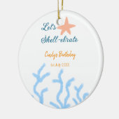 海の青い誕生日の下で貝打ちしよう セラミックオーナメント (左)