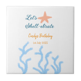 海の青い誕生日の下で貝打ちしよう タイル