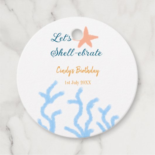 海の青い誕生日の下で貝打ちしよう フェイバータグ (正面)