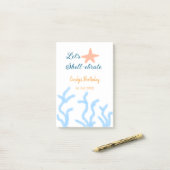 海の青い誕生日の下で貝打ちしよう ポストイット (デスク上)