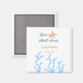 海の青い誕生日の下で貝打ちしよう マグネット (正面/裏面)