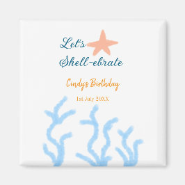 海の青い誕生日の下で貝打ちしよう マグネット