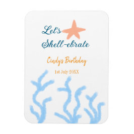 海の青い誕生日の下で貝打ちしよう マグネット