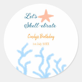 海の青い誕生日の下で貝打ちしよう ラウンドシール