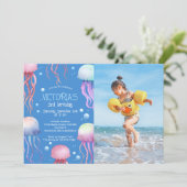 海の青い誕生日パーティーの写真の下 招待状 (スタンド正面)