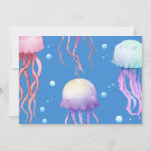 海の青い誕生日パーティーの写真の下 招待状 (裏面)