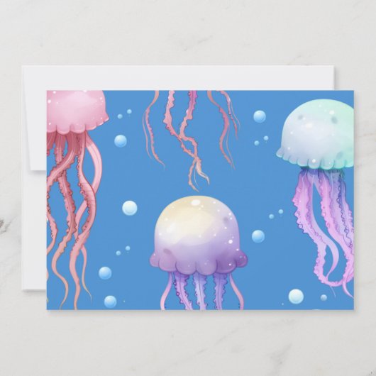 海の青い誕生日パーティーの写真の下 招待状 (裏面)