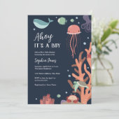 海の青い赤ちゃんシャワーの下の男の子だ 招待状 (スタンド正面)