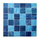 海の青い輝く床タイル タイル (正面)