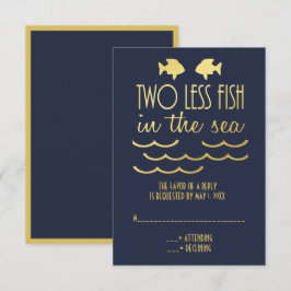 海の青い金ゴールドの中王室のの二つ結婚の魚 出欠カード