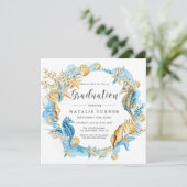 海の青い金ゴールドの卒業の招待状の下 招待状 (スタンド正面)