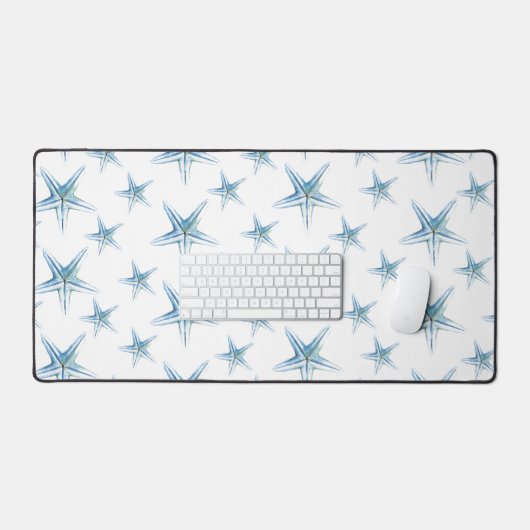 海の青と白のヒトデかわいい デスクマット (キーボード&マウス)