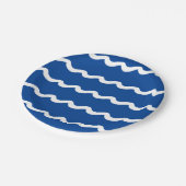 海の青と白の波のパタ航海のーン ペーパープレート (アングル)