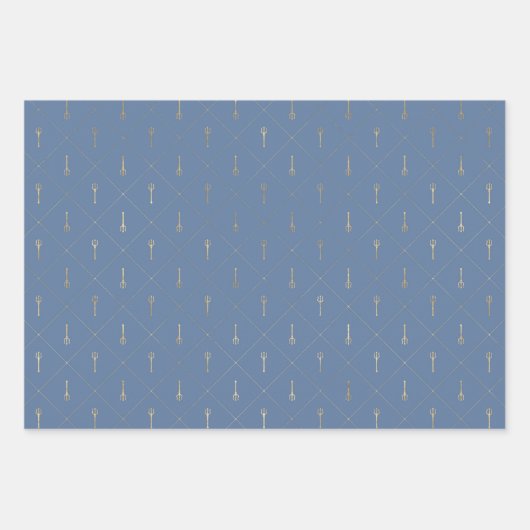 海の青と金ゴールドの乗馬のトライデントマーメイドはかりで測 ラッピングペーパーシート (正面3)