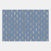 海の青と金ゴールドの乗馬のトライデントマーメイドはかりで測 ラッピングペーパーシート (正面2)