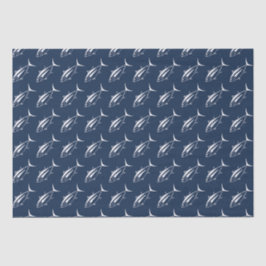 海の青に青い青いマグロのかわいい魚 薄葉紙