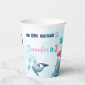 海の青の人魚の女の子に3つ誕生日 紙コップ (裏面)