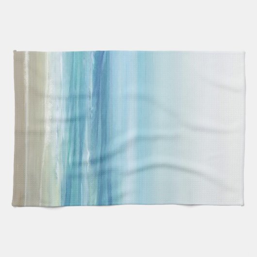 海の青の水の色の海波沿岸 キッチンタオル (横)
