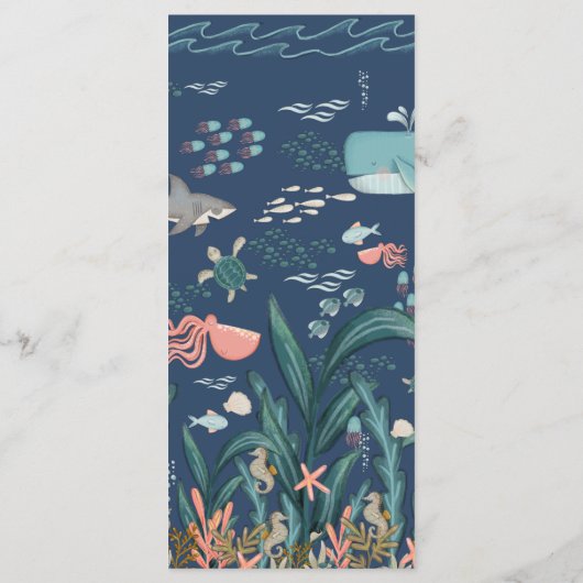 海の青の水色の下Ohベビーシャワーメニュー メニュー (裏面)