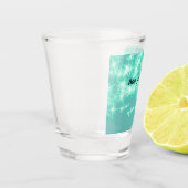 海の青シンプル輝きの輝く星があなたのテキストを追加 ショットグラス (左)