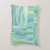 海の青緑の水彩画の抽象芸術 アクセントクッション (裏面(縦))