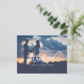 海の青金ゴールド写真結婚の感謝のポストカード ポストカード (スタンド正面)