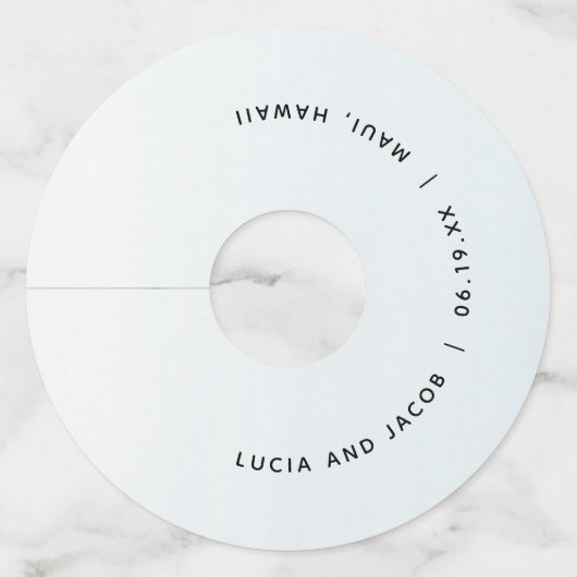 海の青 水彩 デスティネーション ウェディング オーダーメイド ワイングラスタグ (正面)