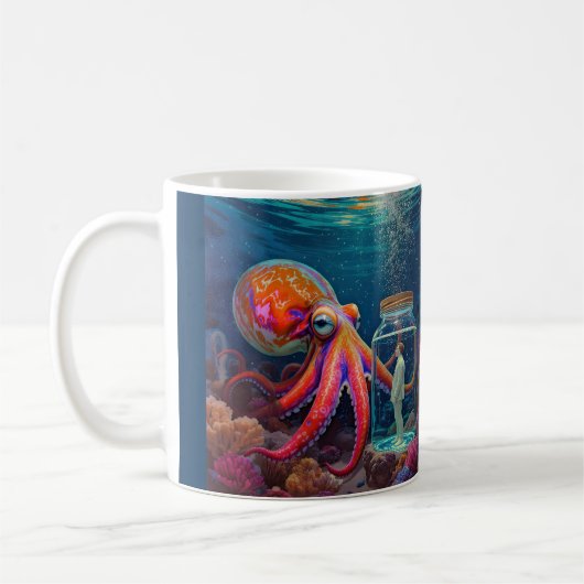 「海の静か捕虜」 – タコポートレート コーヒーマグカップ (左)