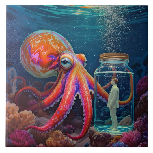 「海の静か捕虜」 – タコポートレート タイル (正面)