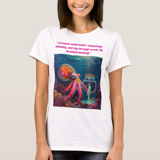 「海の静か捕虜」 – タコポートレート Tシャツ (正面)