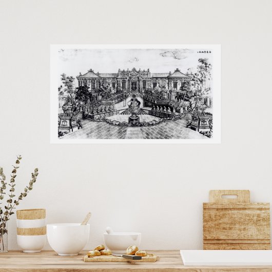 海の静けさの宮殿と水時計 ポスター (キッチン)