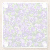 海の静けさ：美しい紫のパンジー畑 ガラスコースター (裏面)