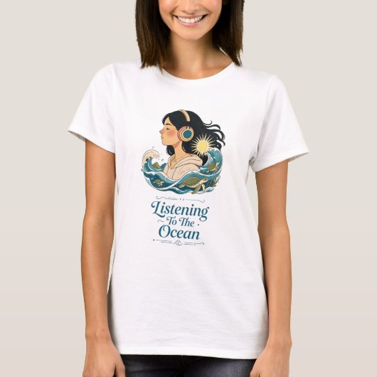 海の音に耳を澄ませて Tシャツ (正面)
