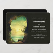 海の風光明媚な自然を見下ろす結婚洞窟 招待状 (正面/裏面)