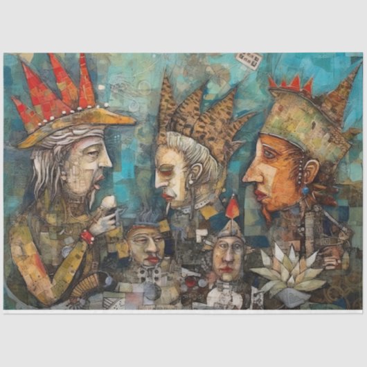 海の風変わりコラージュのデコパージュの下の王の男性 薄葉紙 (正面)