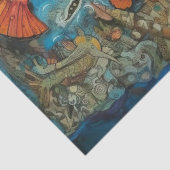 海の風変わり漫画の下で子供のコラージュの分離 薄葉紙 (詳細)