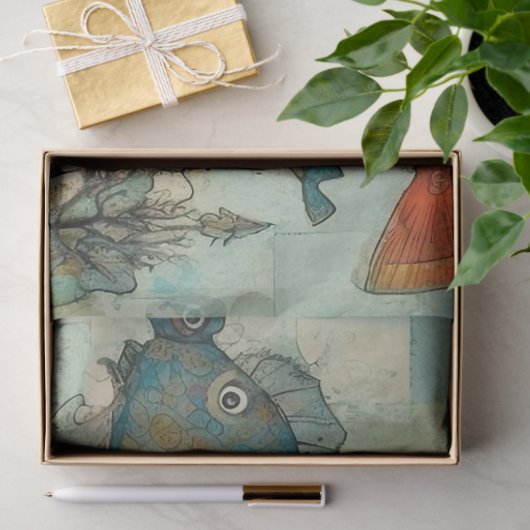 海の風変わり漫画の下で子供のコラージュの分離 薄葉紙 (ギフト)