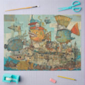 海の風変わり漫画の下で子供のコラージュの分離 薄葉紙 (クラフト)