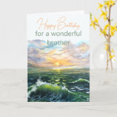 海の風景 油彩画 兄弟 誕生日カード カード (黄色い花)